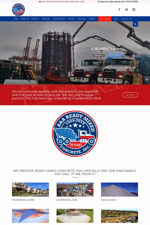 Associated-Ready-Mixed-Concrete Homepage 1440px