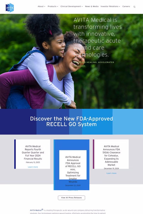 Avita-Medical Homepage 1440px