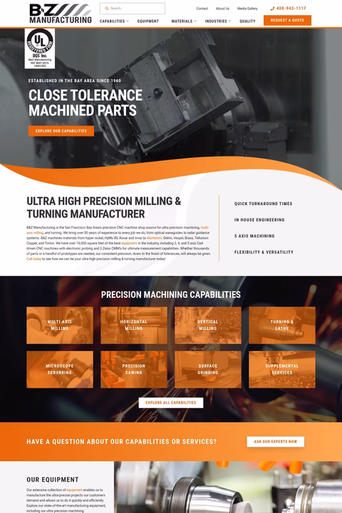 B-Z-Manufacturing-Co Homepage 1440px