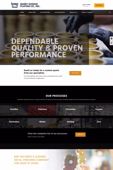 Barry-Avenue-Plating-Company Homepage 1440px