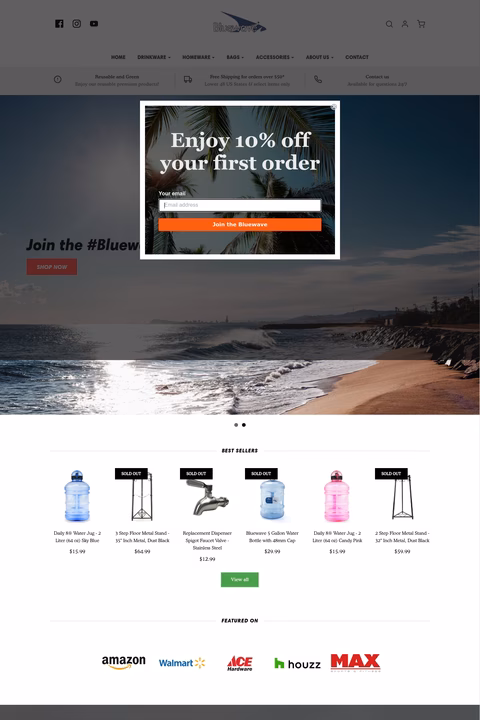 Bluewave-Water-Bottles Homepage 1440px