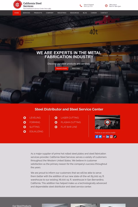 California-Steel-Services Homepage 1440px