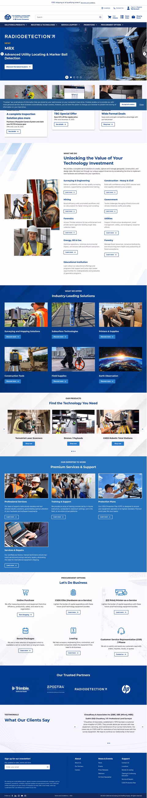 California-Surveying-Drafting-Supply Homepage 1440px