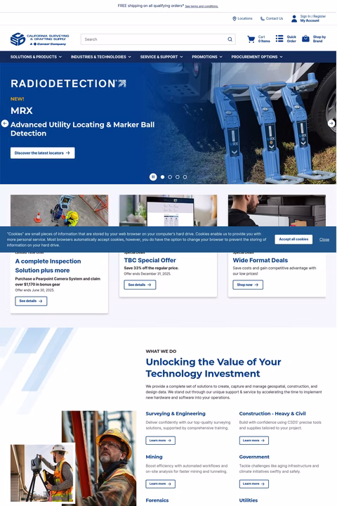 California-Surveying-Drafting-Supply Homepage 1440px