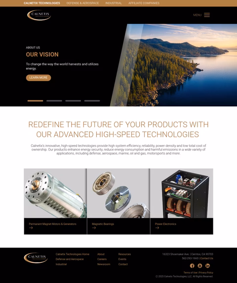 Calnetix-Technologies Homepage 1440px