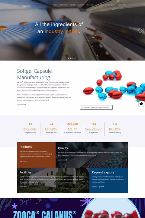 Captek-Softgel-International Homepage 1440px