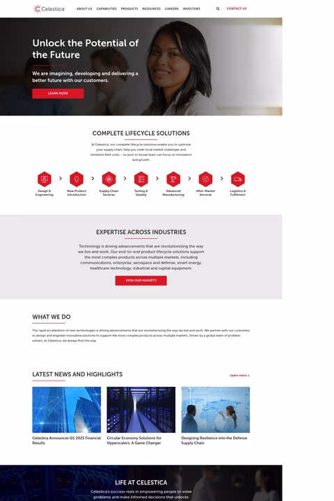 Celestica Homepage 1440px