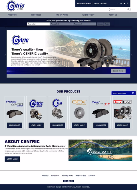 Centric-Parts Homepage 1440px