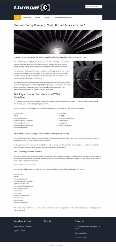 Chromal-Plating-Company Homepage 1440px