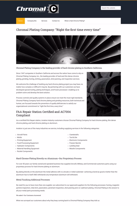 Chromal-Plating-Company Homepage 1440px