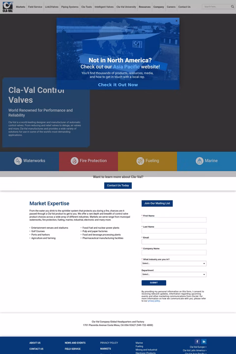 Cla-Val-Company Homepage 1440px