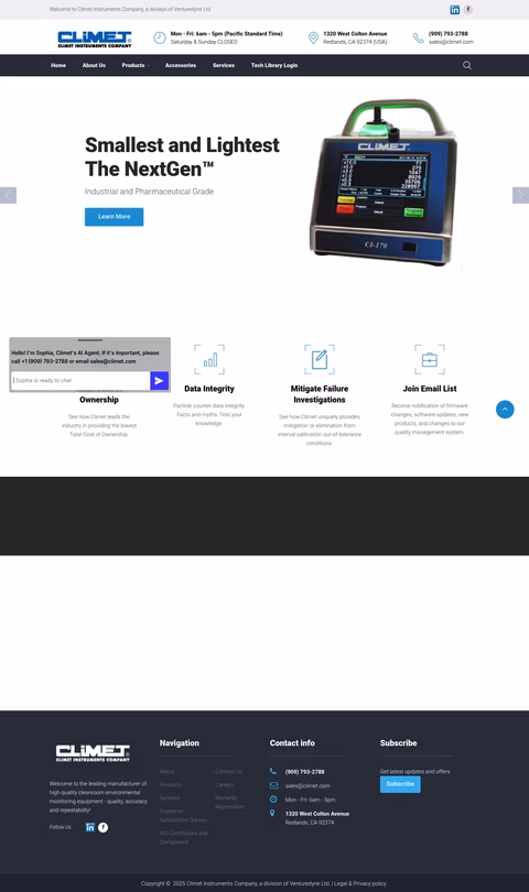 Climet-Instruments-Company Homepage 1440px