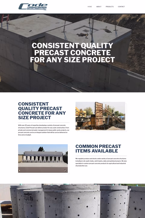 Code-Precast-Products Homepage 1440px