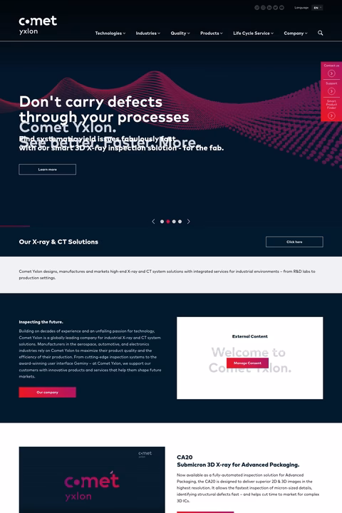 Comet-Yxlon Homepage 1440px