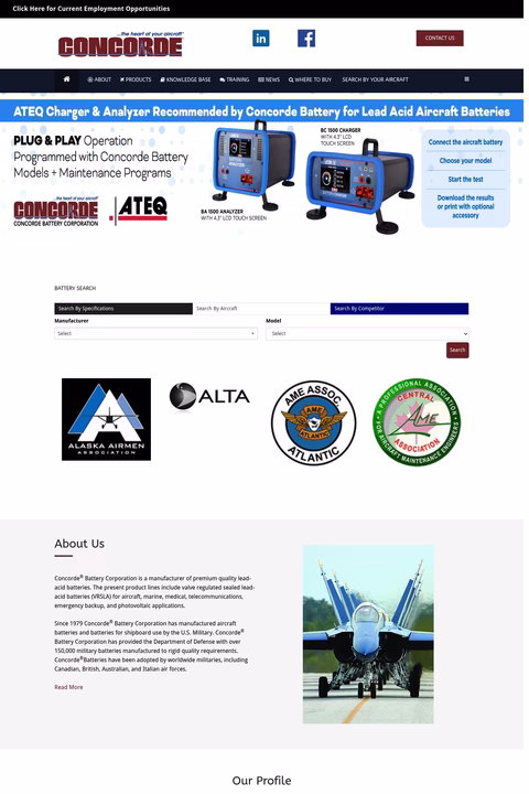 Concorde-Battery-Corporation Homepage 1440px