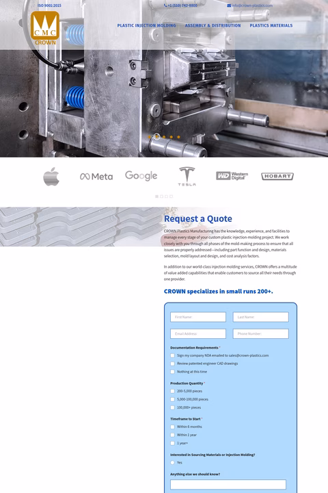 Crown-Manufacturing-Company Homepage 1440px