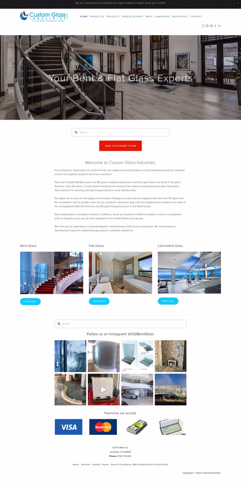 Custom-Glass-Industries Homepage 1440px