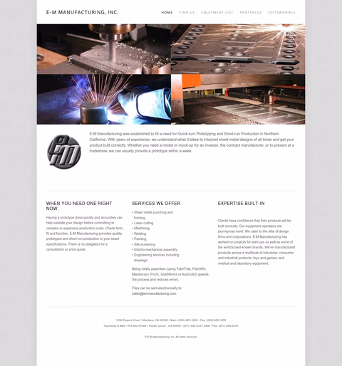 E-M-Manufacturing Homepage 1440px