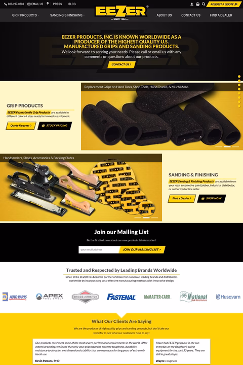 Eezer-Products Homepage 1440px