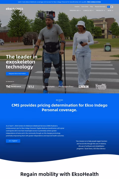 Ekso-Bionics Homepage 1440px