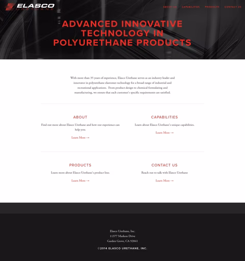 Elasco-Urethane Homepage 1440px