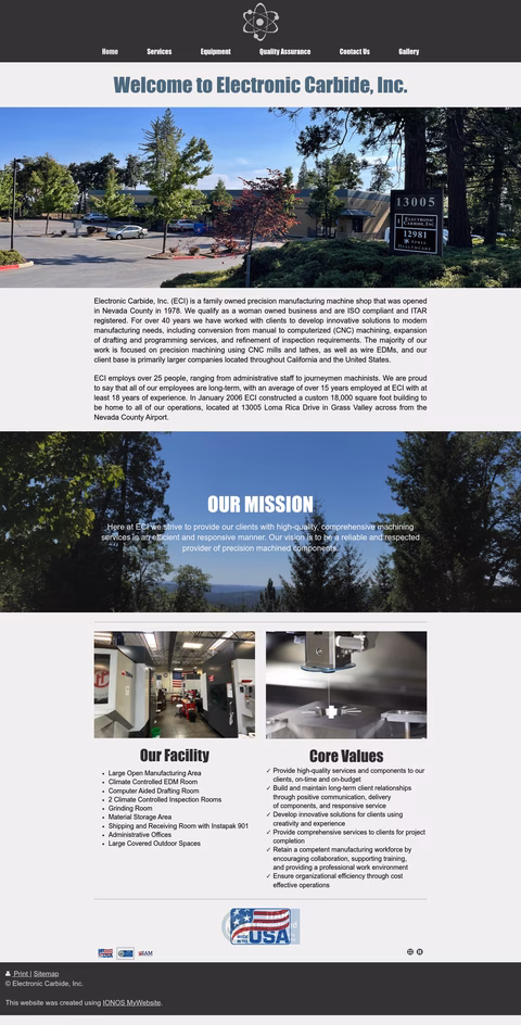 Electronic-Carbide-Inc Homepage 1440px