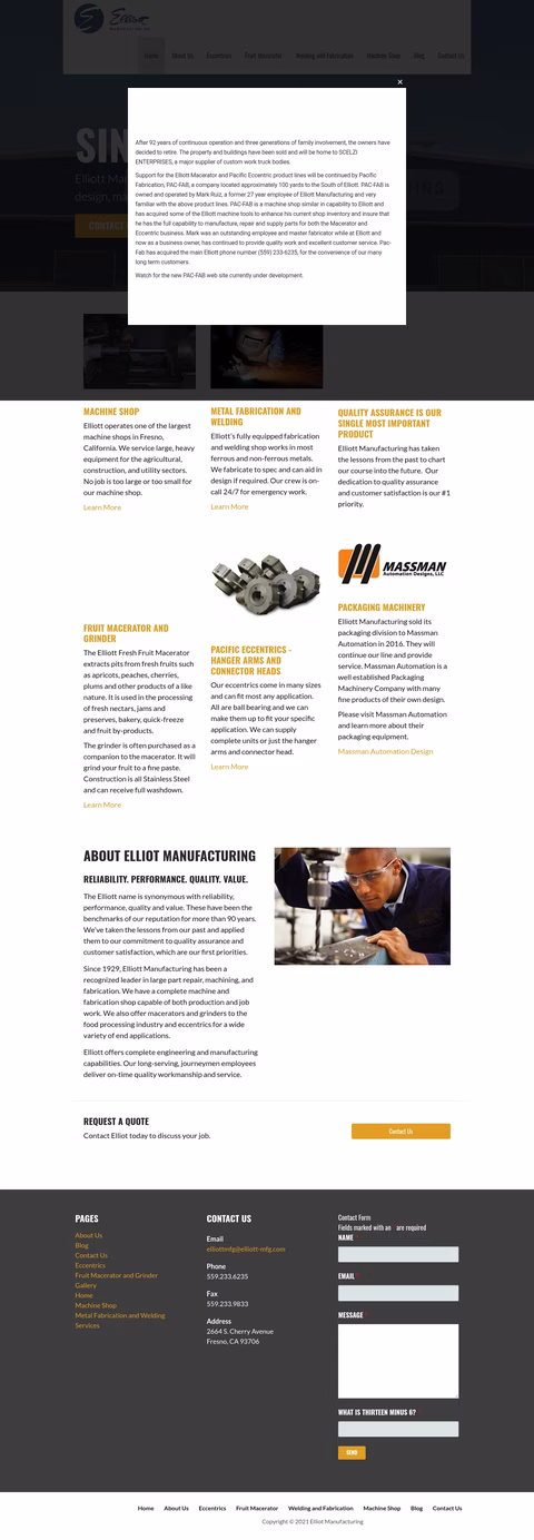 Elliott-Manufacturing Homepage 1440px