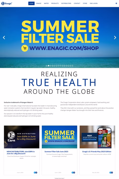 Enagic Homepage 1440px