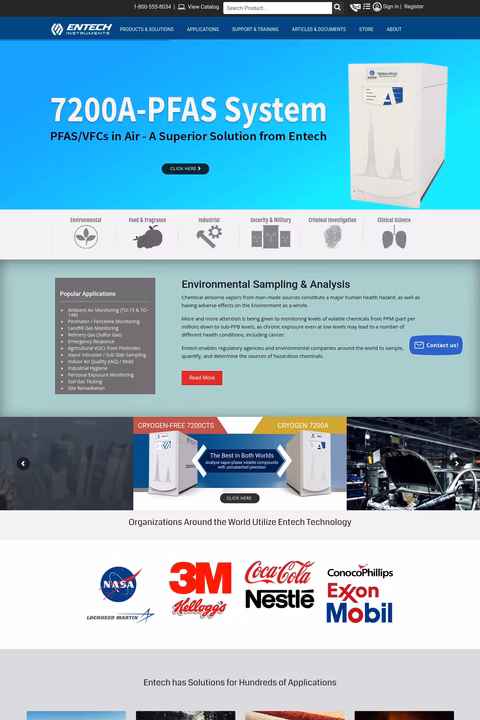 Entech-Instruments Homepage 1440px