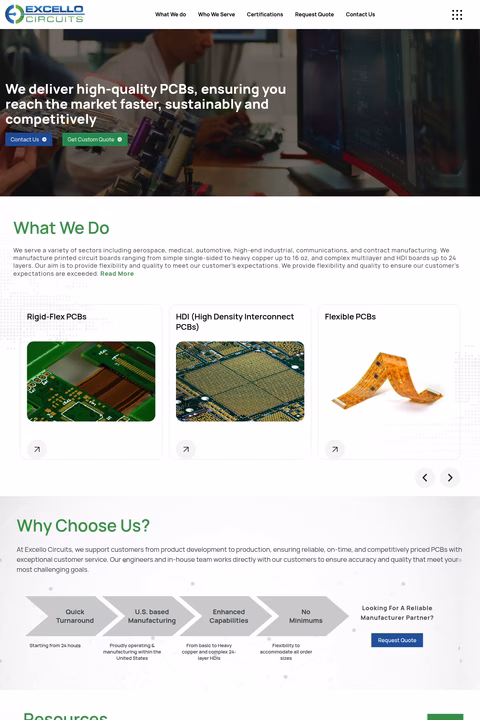 Excello-Circuits Homepage 1440px