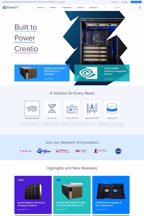 Exxact-Corporation Homepage 1440px