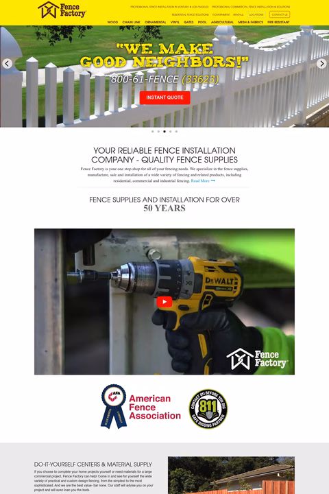 Fence-Factory Homepage 1440px