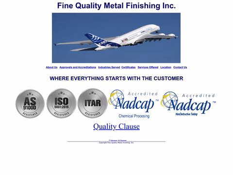 Fine-Quality-Metal-Finishing Homepage 1440px