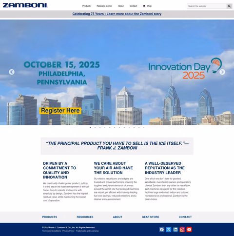 Frank-J-Zamboni-Company Homepage 1440px