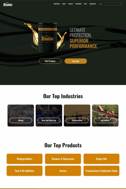 Frontier-Performance-Lubricants Homepage 1440px