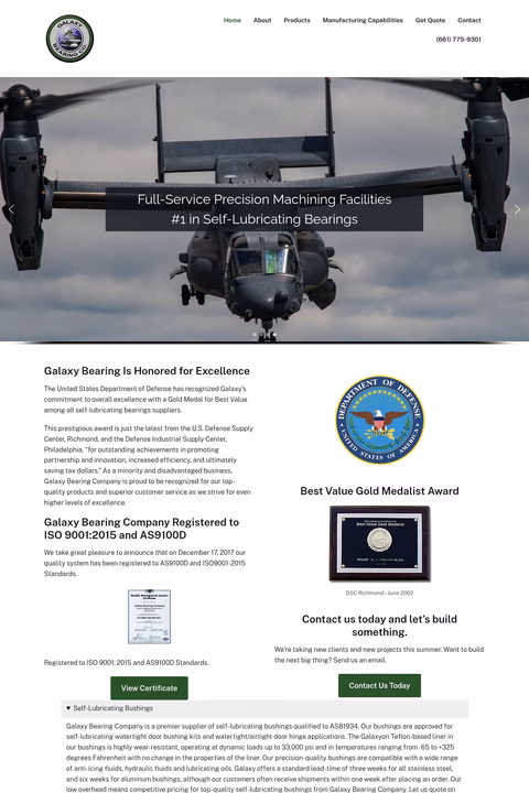 Galaxy-Bearing-Company Homepage 1440px