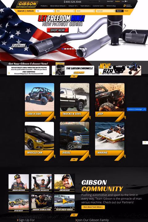 Gibson-Performance-Exhaust Homepage 1440px
