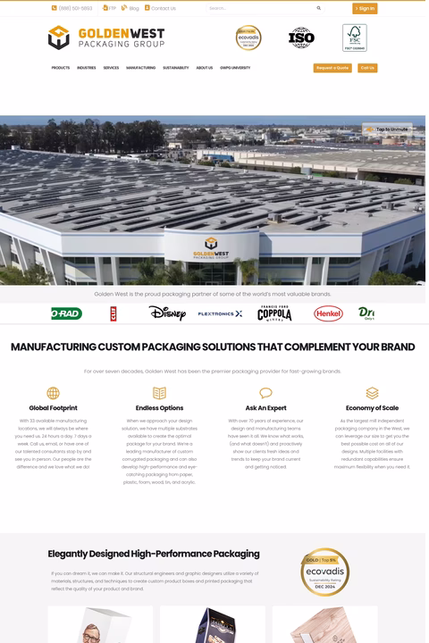 Golden-West-Packaging-Group Homepage 1440px