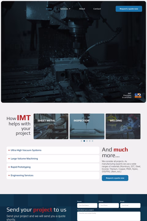 Imt-Precision Homepage 1440px
