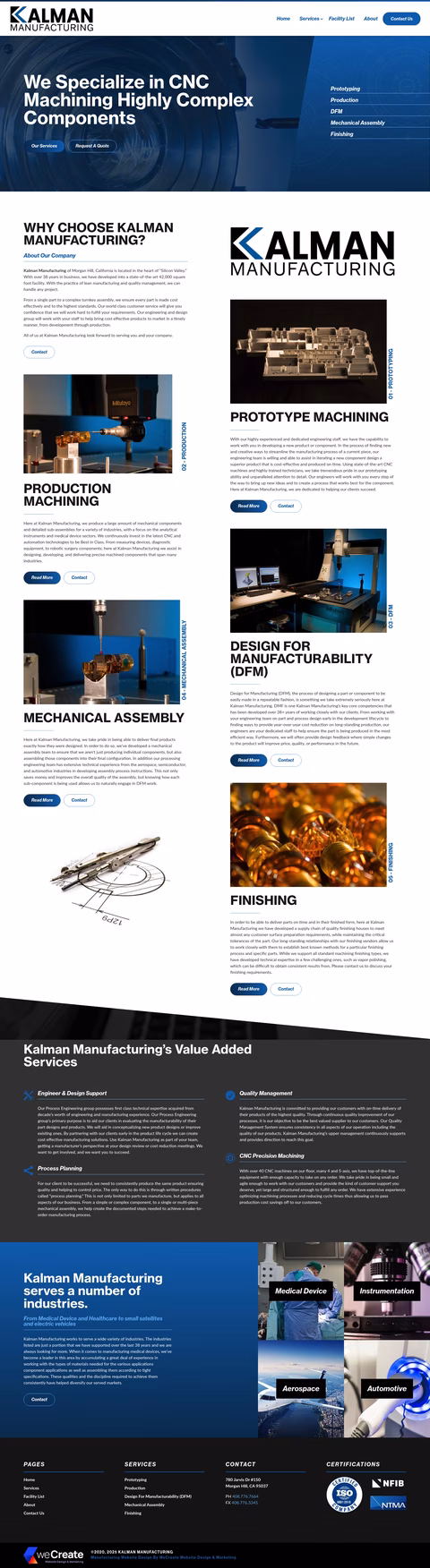 Kalman-Manufacturing Homepage 1440px