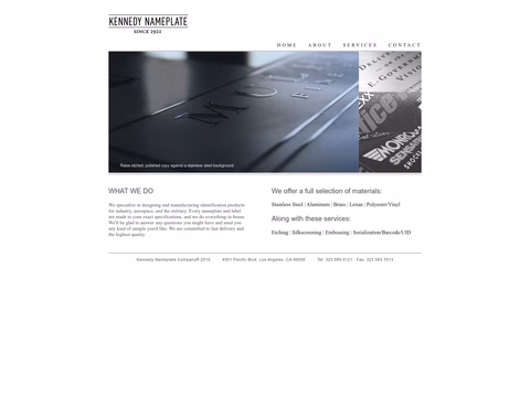 Kennedy-Name-Plate-Company Homepage 1440px