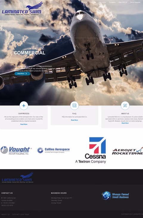 Laminated-Shim-Company Homepage 1440px