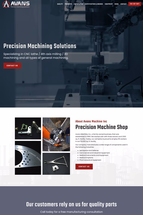 Avans-Machine-Tool Homepage 1440px