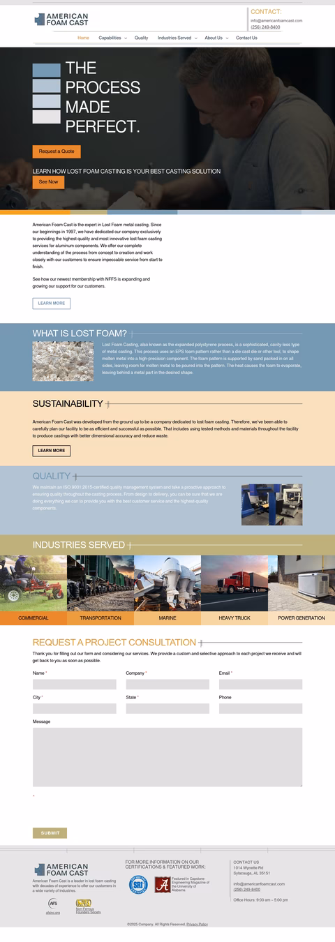 American-Foam-Cast Homepage 1440px