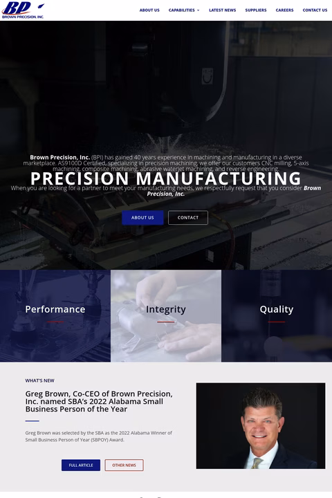 Brown-Precision Homepage 1440px