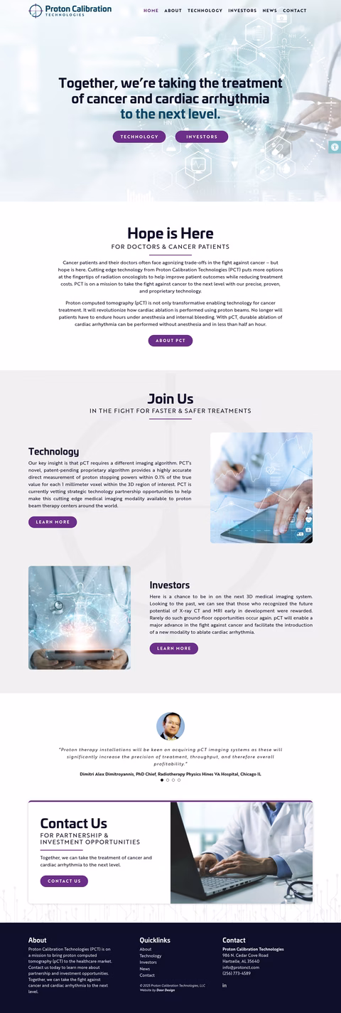 Proton-Calibration-Technologies Homepage 1440px