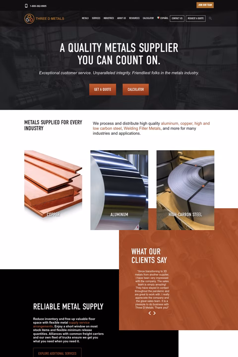 3D-Metals Homepage 1440px