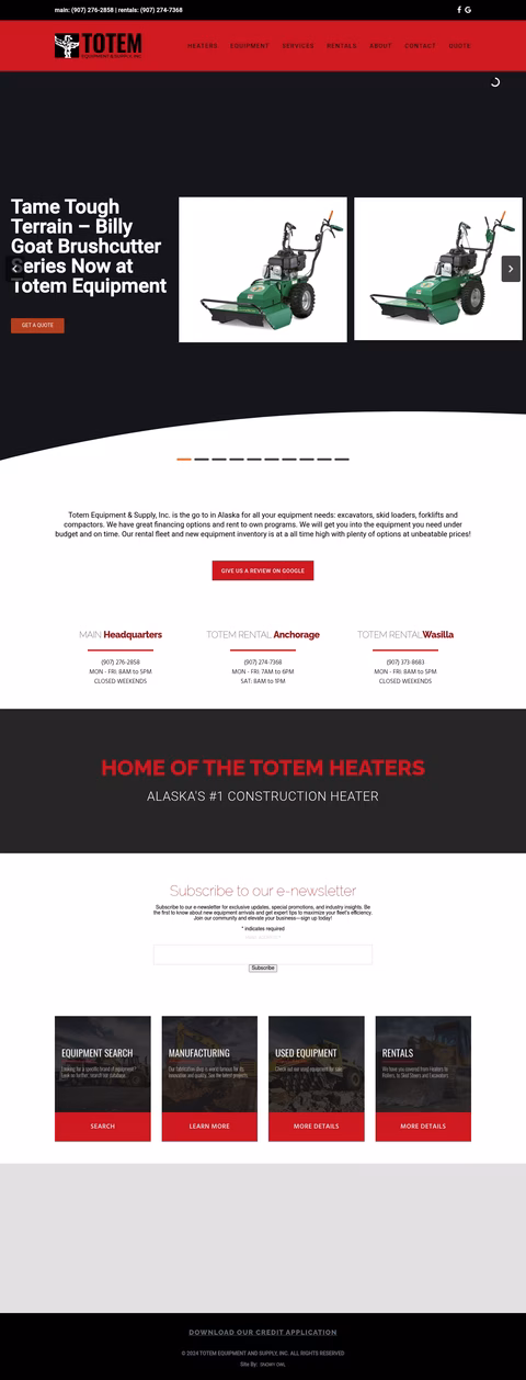 Totem-Equipment-Supply Homepage 1440px