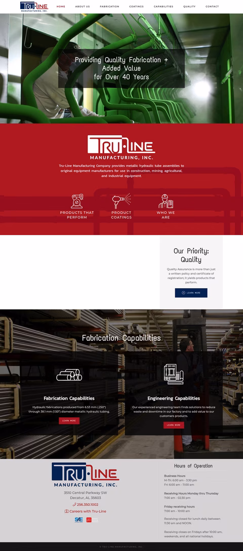 Tru-Line-Manufacturing Homepage 1440px
