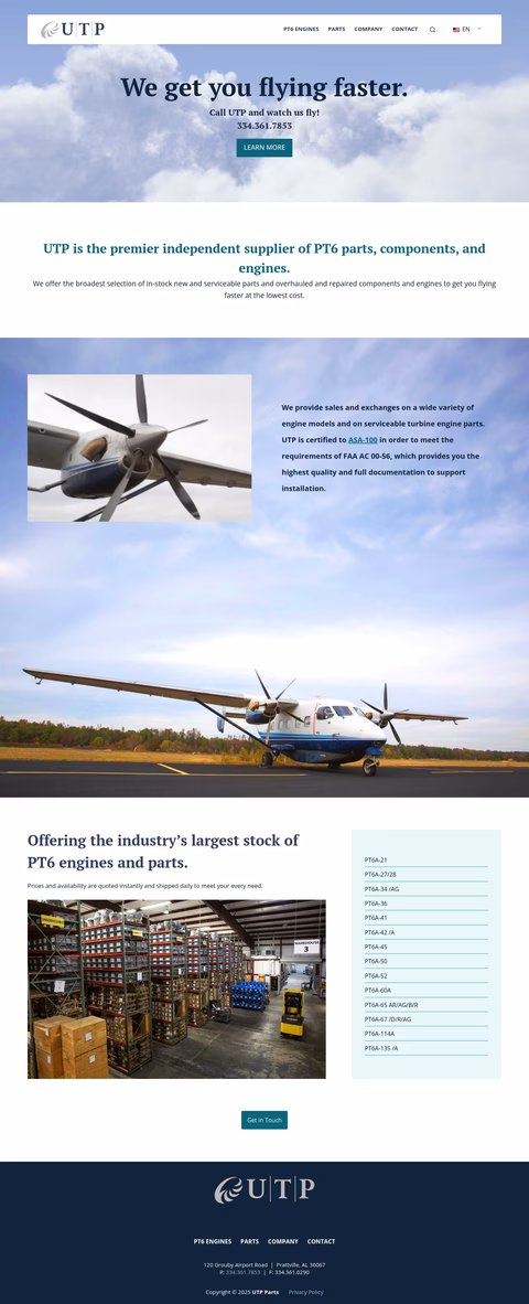 Universal-Turbine-Parts Homepage 1440px